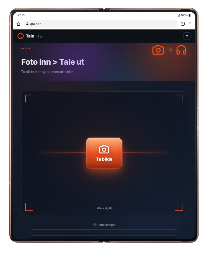 Qsnap på Galaxy Z Fold (udfoldet)